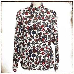 ilio Blouse M Floral Button Down Long Sleeve